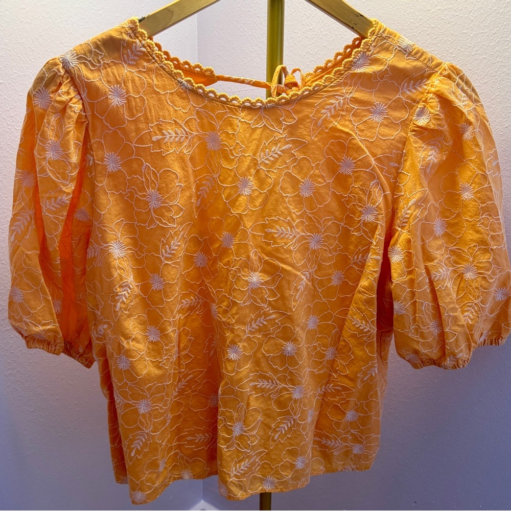 Loft Orange Floral Embroidered Women's Top